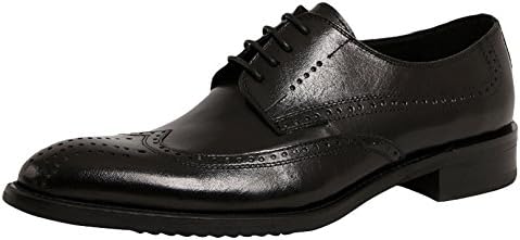 SERDAOMANI Men's Leather Fashion Point Toe Lace Up Wedding Oxford Shoes Black 39EU