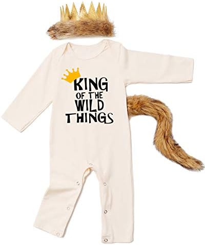 Baby Boy First Birthday Outfit Baby1st Birthday Outfit Set King of The Wild Things Romper with Crown and Tail