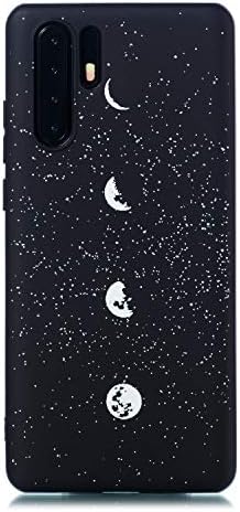 KANTAS Black Silicone Cover for Huawei P30 Pro Soft TPU Bumper Ultra Slim Back Cover Lighweight Gel Skin Slip-Resistant Case Print Pattern Backcase, Star Sky Moon