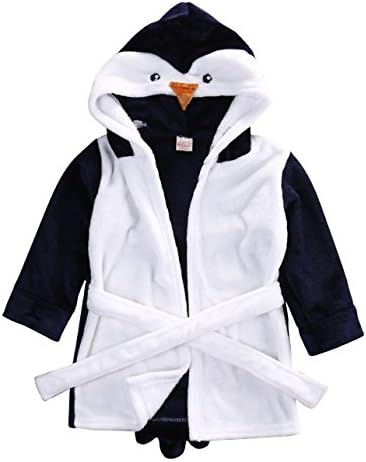 Baby Coral Fleece Bathrobe Toddler Kids Hooded Terry Robe Cartoon Animal Pajamas Sleepwear Bath Wrap