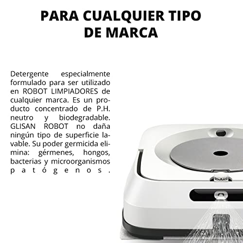 GLISAN ROBOT- Detergente Limpiador Concentrado para Robot Trapeador de Cualquier Marca Para Todo Tipo de Pisos Alto Rendimiento Aroma Manzana Canela