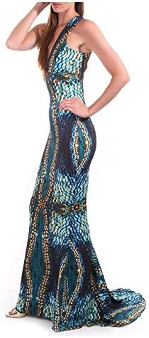 Kevan Jon Harness Ballgown In Labradorite Print Blue