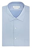 Van Heusen Men's Herringbone Regular Fit Solid Spread Collar Dress Shirt, Blue Cloud, 18