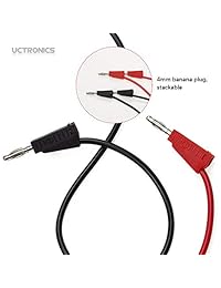 UCTRONICS   Lote de 3 pares de cables de prueba de plátano a plátano, 20 AWG, pinzas de plátano a cocodrilo, enchufes de plátano a plátano, plomo de prueba de plátano a minibombos