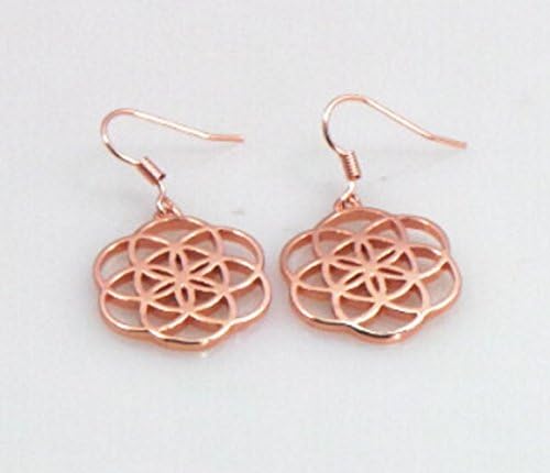 22k Rose Gold Plated Seed of Life Earrings 7/8" Diameter