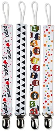 Oyedens 4Pcs/Set Baby Dummy Clip Pacifier Holder Strap Soother Chains for Newborns Boys Girls (D)