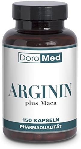 L-Arginine Plus Maca Capsules- 150 Highly Dosed Pharmaceutical-Quality Caps - 100% Pure Arginin + Maca Root Powder - 1.600mg Arginine Powder + 400mg Maca-Extract per Daily Serving - Backed by Amazon Guarantee