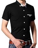 StyleDome Men's Laple Stand Collar Button Down Short Sleeve Casual Tops Shirts