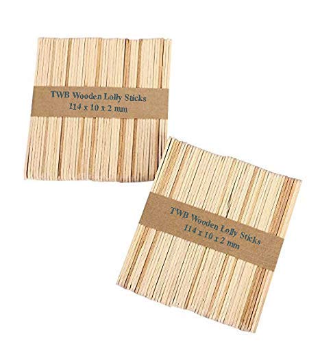 100 pcs Wooden Lolly Sticks, Natural Lollipop Sticks for Ice or Cake Pops & Kids Crafts Models, 114 x 10 x 2 mm