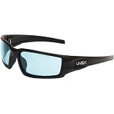 Honeywell Uvex Hypershock Safety Glasses, Black Frame with SCT-Blue Lens &amp; HydroShield Anti-Fog Coating (S2951HS)