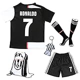 BIRDBOX Youth Sportswear C.Ronaldo 7 Kids Home Soccer Jersey/Shorts Bag Keychain Football Socks Set