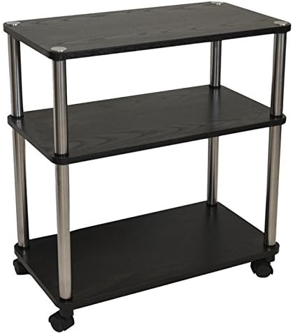 3-Shelf Mobile Home Office Caddy Printer Stand Cart in Black