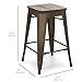 Best Choice Products 24in Metal Industrial Distressed Bar Counter Stools w/Wooden Seat Top, Set of 4, Copper