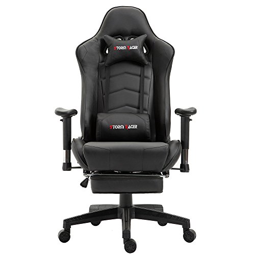 Storm-Racer-da-ufficio-relax-con-sedile-sportivo-Larga-Sedia-ergonomiche-da-alta-sportiva-con-supporto-lombare-e-poggiapiedi-regolabile-nero