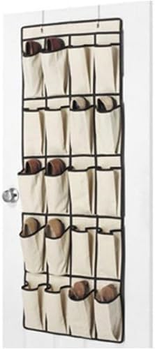 FreeLogix 20 Pocket Hanging Over The Door Shoe Organiser Storage - Beige