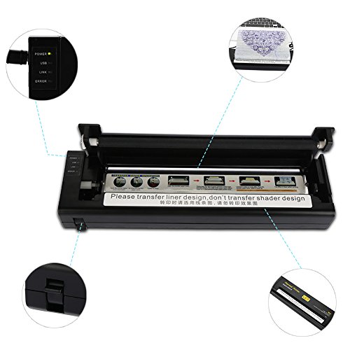 Tattoo Thermal Printer, 2 Type Portable Professional Tattoo Transfer Copier Tattoo Stencil Transfer Machine Thermal Tattoo Kit for Temporary and Permanent Tattoos(Us) - Thumbnail 4