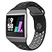 UMTELE for Fitbit Ionic Band, Two-Toned Perforated Replacement Strap Breathable Accessory Wristband with Quick Lock&Release Buckle for Fitbit Ionic Smart Watch (Large(6.7-8.1 in), Black Gray)