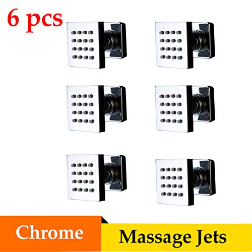 Bestyunyu Shower Faucet Massage Jets 6 Pcs Brass Body Shower Spa 5Cm Square Shower Faucets Chrome