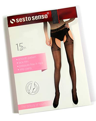 Sesto-Senso-Collant-Cavallo-Aperto-15-den-Bretelle-Calze-per-Reggicalze-Donna-Sexy