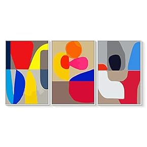 3 Piece Floating Framed Canvas Wall Art for Living Room, Bedroom The Geometry Canvas Prints for Home Decoration Ready to Hang - 16"x24"x3 Panels