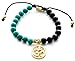 Gems of Peace - Matte Black Teal Adjustable Macrame Beaded OM Bracelet