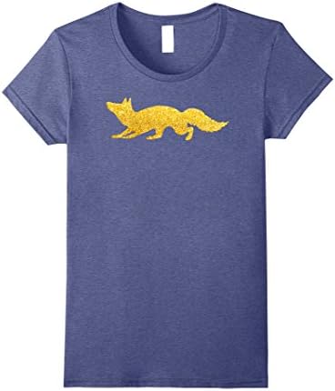 Womens Gold Glitter SILVER FOX T-Shirt For Woman Loves SILVER FOX Small Heather Blue