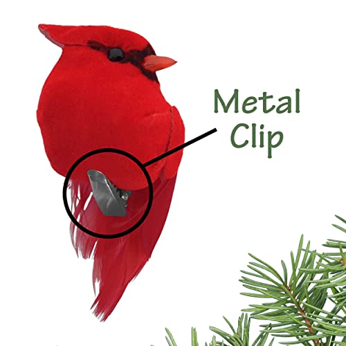 Cardinal Clip On Christmas Tree Ornament Decorations Red Velvet
