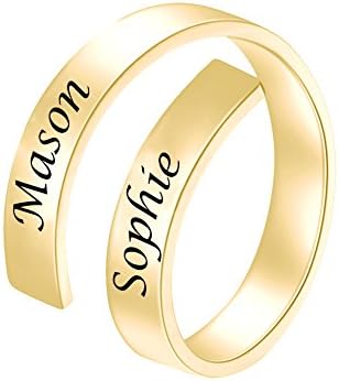 Ouslier 925 Sterling Silver Personalized Name Ring for Couple Custom Made with 2 Names