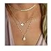 Aikooch Bead Bird Sequins Multilayer Choker Necklace for Women Golden