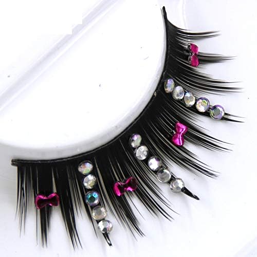 AB Color Shimmery False Eyelashes Exaggerated Red Bow Crisscross Thick Fake Eyelashes Makeup Eye Lashes,1 Box 1 Pairs
