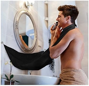 Wonpurs Beard Catcher Bib for Shaving, Easy Clean Beard Trimming Apron &amp; Men Beard Clippings (Black)