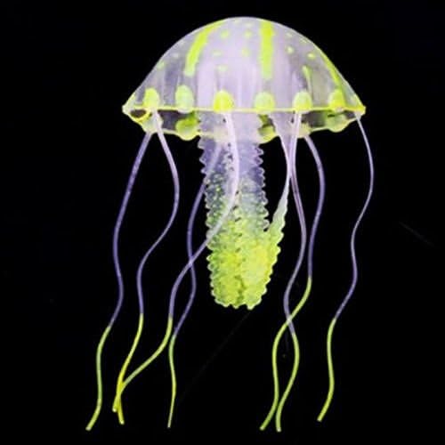 Jellyfish M Yellow Aquarium Fish Tank Landscape Decoration Glow Simulation Animal Plants Ornament no.44