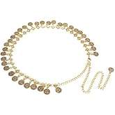 OVOY Women Western Concho Chain Belt - Fashion Gold Metal Waist Cowgirl Belt for Dresses Jeans