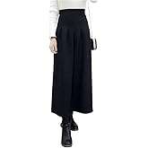 chouyatou Women's Winter High Waist Wide Leg Plaid Wool Blend Palazzo Capri Pants Culottes with Pockets