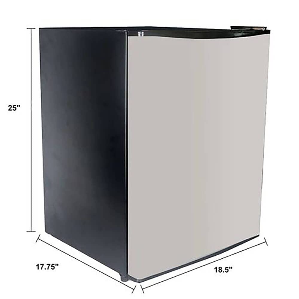 Avanti Mini Fridge Compact Refrigerator for Home Office or Dorm, Features Single Reversible Door Removable Shelves Automatic Defrost and Adjustable Temperature Control, 2.4-Cu.Ft, Stainless Steel