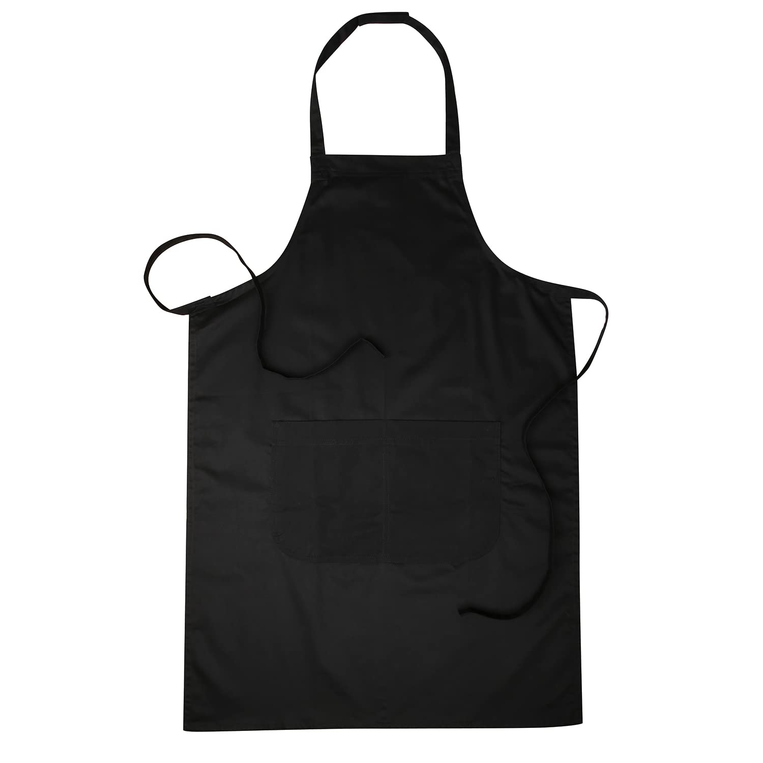 Bronta Mill Plain Unisex Chef Work DIY Apron with Twin Pockets - Black