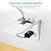 OMOTON Wall Mount Outlet Shelf Charging Shelf with [Built-In Cable Management] [Assembled Hooks] [Decore&Duplex Wallplates] - High Space Utilization for Smart Home Speakers Cell Phone etc - White