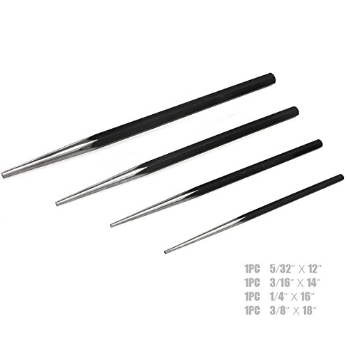 4pcs Long Taper Punch Set, Alignment Punch Set Mechannics Steel 12" - 18"