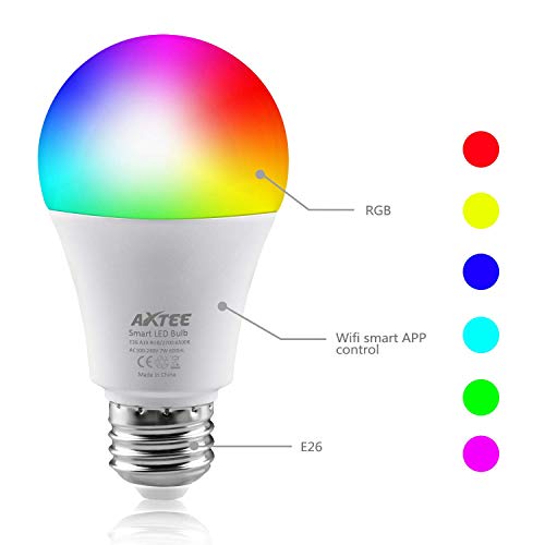 Smart Light Bulb, WiFi Smart Led Bulbs Dimmab Multicolored RGBCW, No Hub Required, Works with Amazon Echo Alexa and Google Home (7W 600LM E26)ï¼ˆ1 Packï¼‰