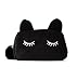 Sleepy Kitty Cat Cosmetic Bag Pencil Pouch Makeup Brush Case Travel Clutch Handbag Purse Cute Kawaii Fashion (Black)