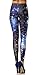SlickBlue Galaxy Space Printed Footless Tights Leggings - Blue, 2XL - 3XL- 4XL