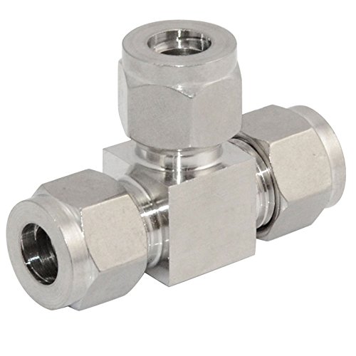 SuperWhole 10mm 3/8" Equal TEE Compression Plumbing Pipe Fitting Double Ferrule Connector