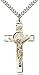 Heartland Store Men's Sterling Silver St Benedict & Gold Filled Crucifix Pendant + 24 Inch Rhodium Plated Chain & Clasp| USA Made