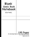 Blank Comic Book: White Cover, 4 Panel, 7.5 x 9.25, 130 Pages, comic panel,For drawing your own comi by 