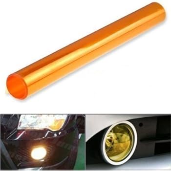 DIYAH 12 X 48 Inches Self Adhesive Headlight, Tail Lights, Fog Lights Tint Vinyl Film (Orange)