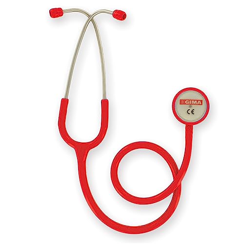 Gima - Classic Dual Head Stethoscope, Red Tube Colour, Littmann Type Stethoscope, Professional Stethoscope
