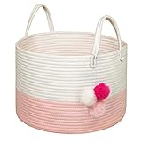 Solaya Short Pink Cotton Rope Basket Storage 16