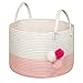 Solaya Short Pink Cotton Rope Basket Storage 16
