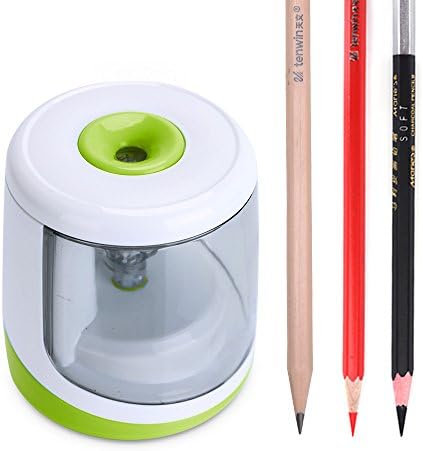 Portable Electric Pencil Sharpener for Regular and Colored Pencils, Fast Wark, Auto-Stop Feature, Automatic Sharpening for Kids Students (White&amp;Green)