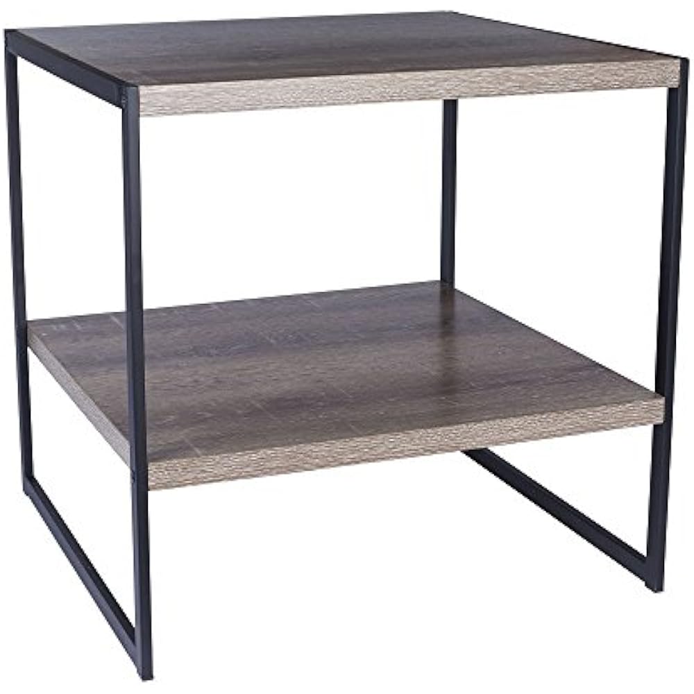 Household Essentials 80771 Square Wooden Side Table/End Storage Shelf